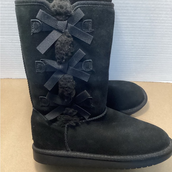 Koolaburra UGG Girls 4 Victoria Suede Tall Boots black - Picture 2 of 7